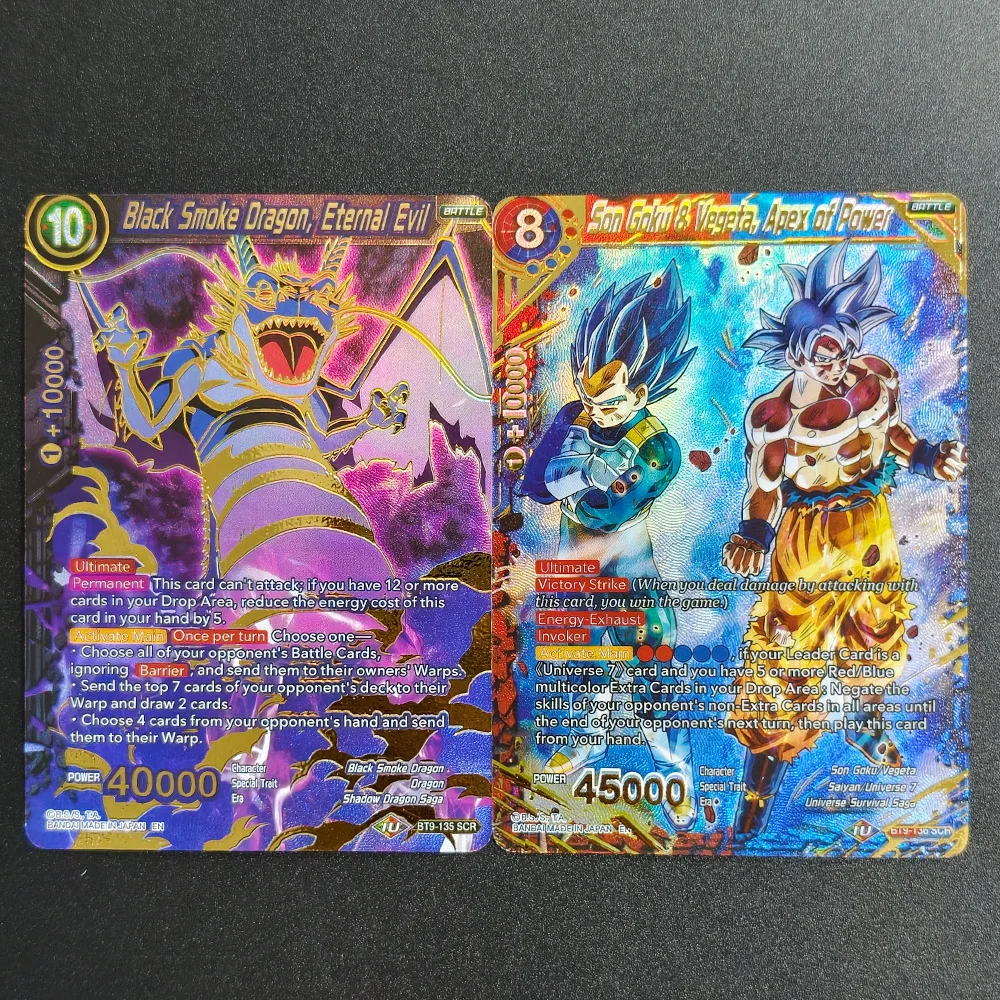 2026 DIY Texture Dragon Ball Super TCG Black Smoke Dragon Son Goku Vegeta Apex of Power Tarjeta de Edición Limitada Coleccionable Premium