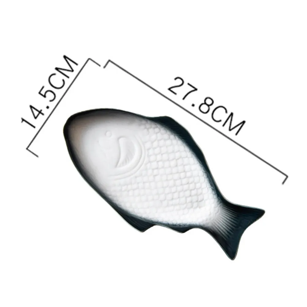 Creative Ceramic Fish Shaped Serving Platter Dish for Sushi Snack Storage Party Wedding Home Restaurant Use 11 Inch Dark Green