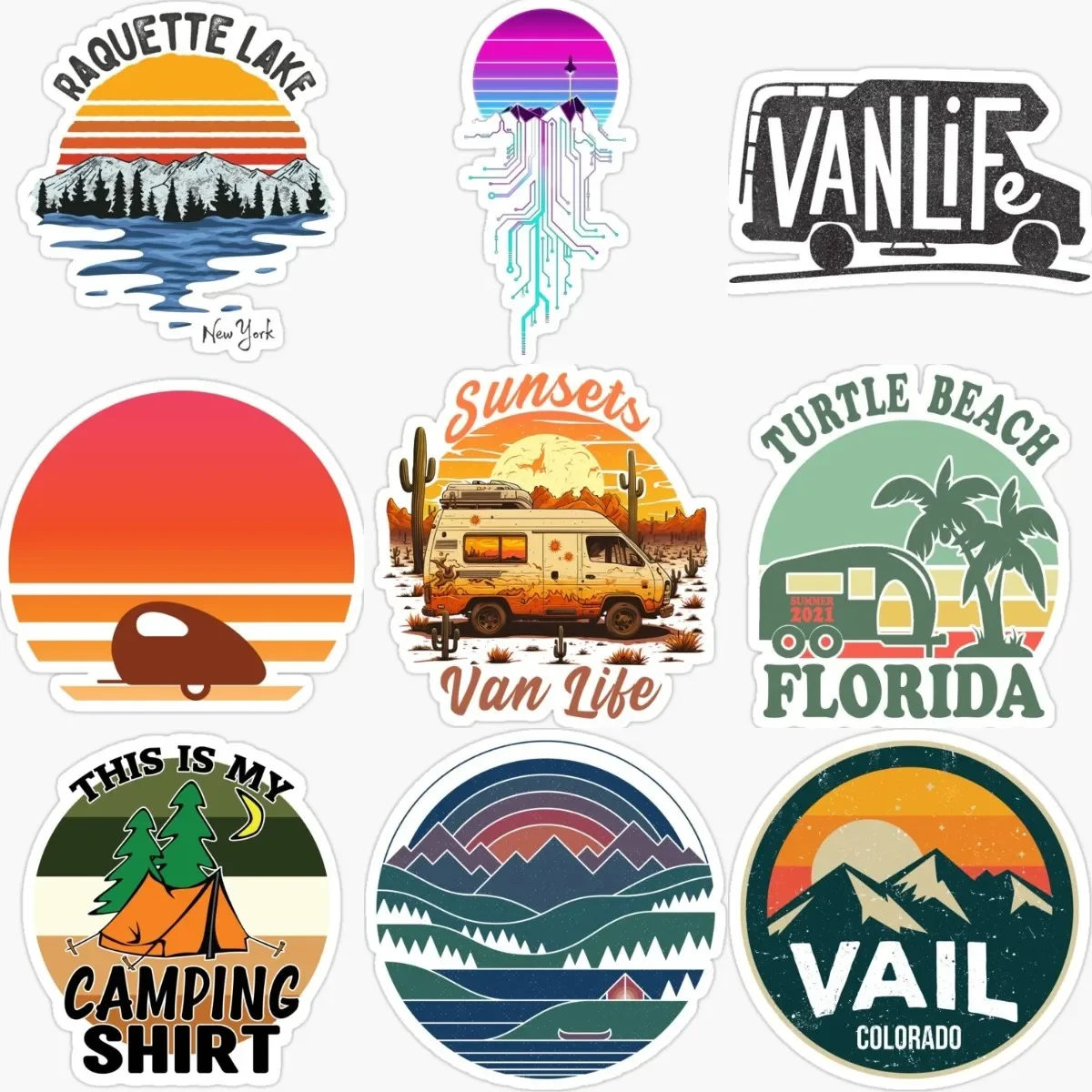 

Sunset Camping Adventure Awaits Creative PVC Waterproof Stickers Accessories for Decorate Car Wall Room Window Camper Off-road