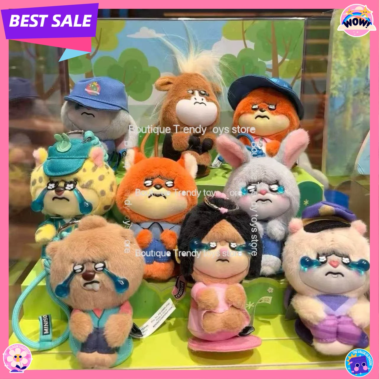 

In Stock MINISO Disney Style Zootopia Knees-Hugging Worry Notebook Blind Box - Cute Vinyl Plush Pendant Keychain Bag Charm Gift
