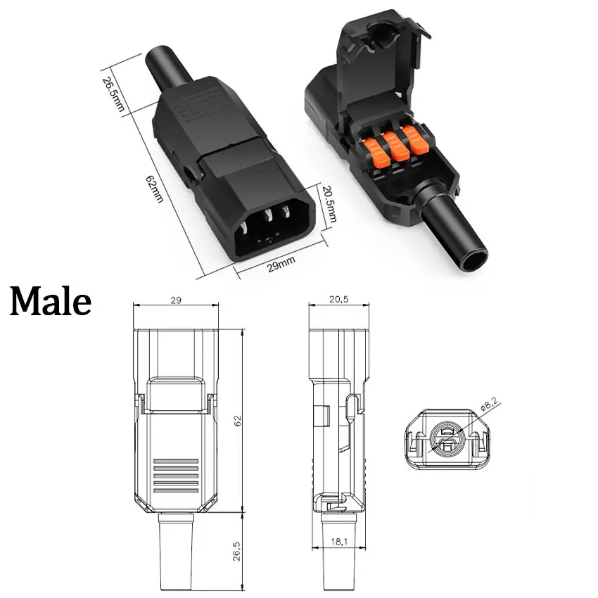 1/5/10PCS 10A plug rice cooker screw free quick wiring AC power socket electric rice cooker wiring connector