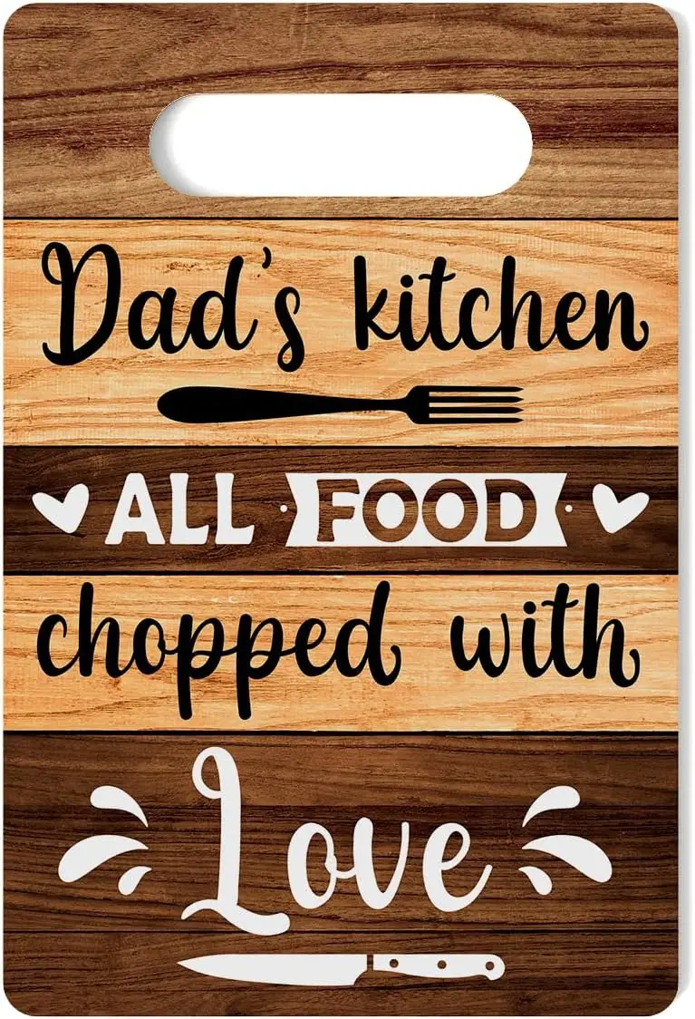 Farmhouse Kitchen Decor, Kitchen Signs Wall Decor, Dad's Kitchen All Food Chopped With Love Wood Sign, Fathers Day Thank You