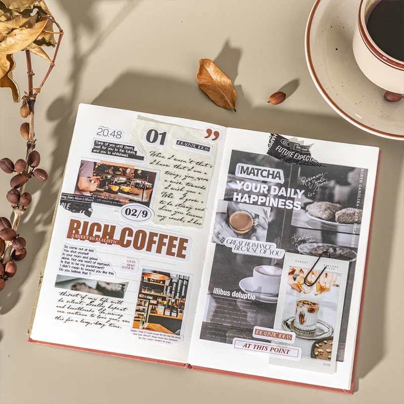 20 pcs Large Size Vintage Coffee Magazine Material Paper Aesthetic Material Book Retro Scrapbooking Journaling Decor Stationery