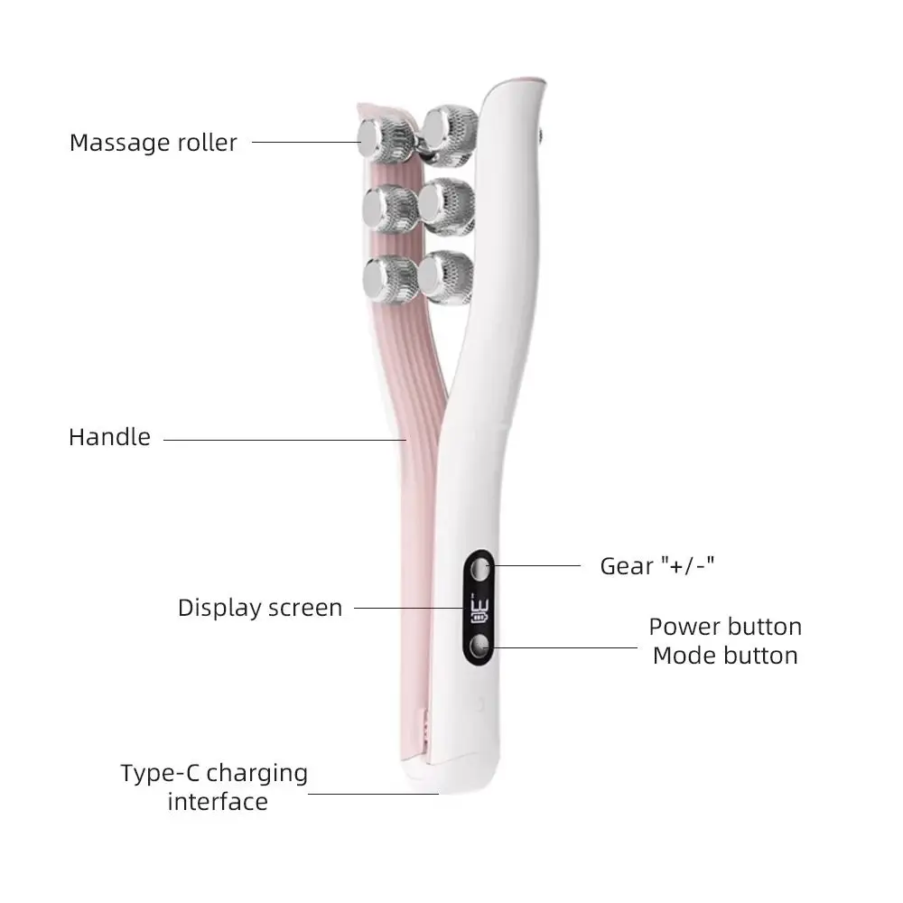Skin Tightening EMS Face Massager V-Shape Sculpting Rechargeable Face Roller Wireless 3 Modes V-Shape Massager Face Lifting