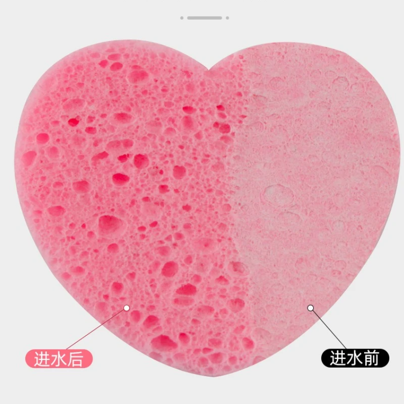 10 قطع من إسفنجات الوجه ذات الاستخدام الواحد على شكل قلب مضغوطة للوجه الطبيعي لتنظيف الوجه وتقشير لإسفنجة التنظيف