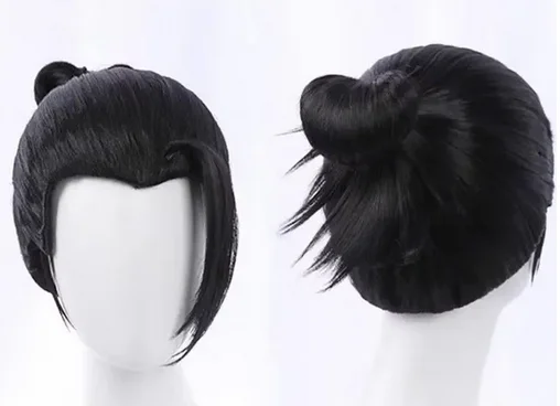 Anime Geto Suguru Geto Anime Cosplay Wig Men Black Wig With Earrings Heat Resistant Synthetic Hair Wigs