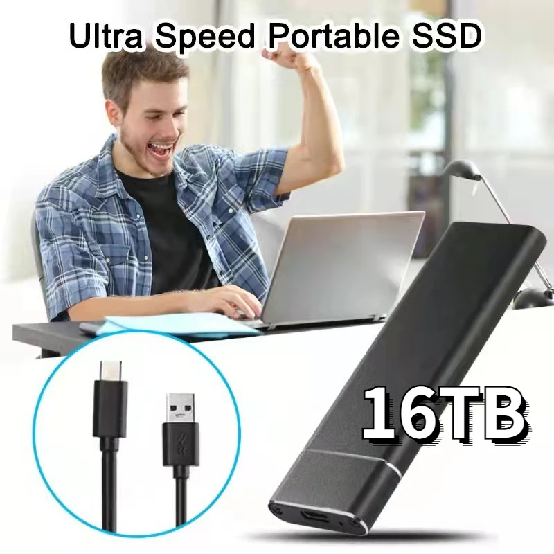 노트북용 고속 저장 장치, 외장 HD 2TB 휴대용 SSD 1TB 하드 드라이브, 4TB 16TB C타입 USB 3.1, 8TB 모바일 하드 디스크 