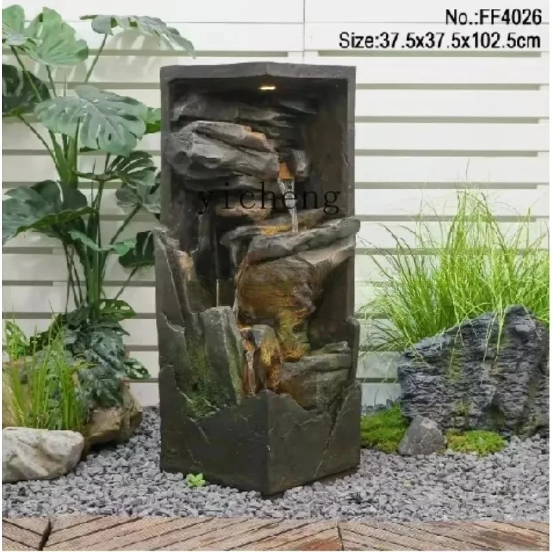 BJ-12   high-end rockery flowing water fountain Zen Buddha statue entrance water curtain ornament decorative landscaping