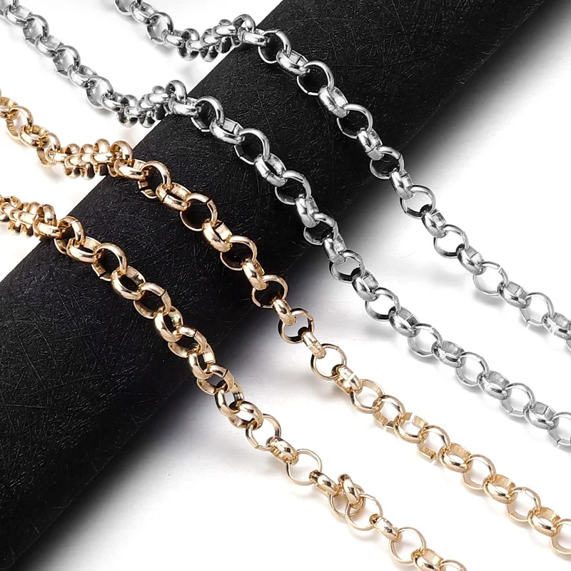 5 Yards/Rolls Aluminium Cross Chains O Shape Necklace Chains Bracelet Cable Link Bulk Chains for DIY Handmade Jewelry Making