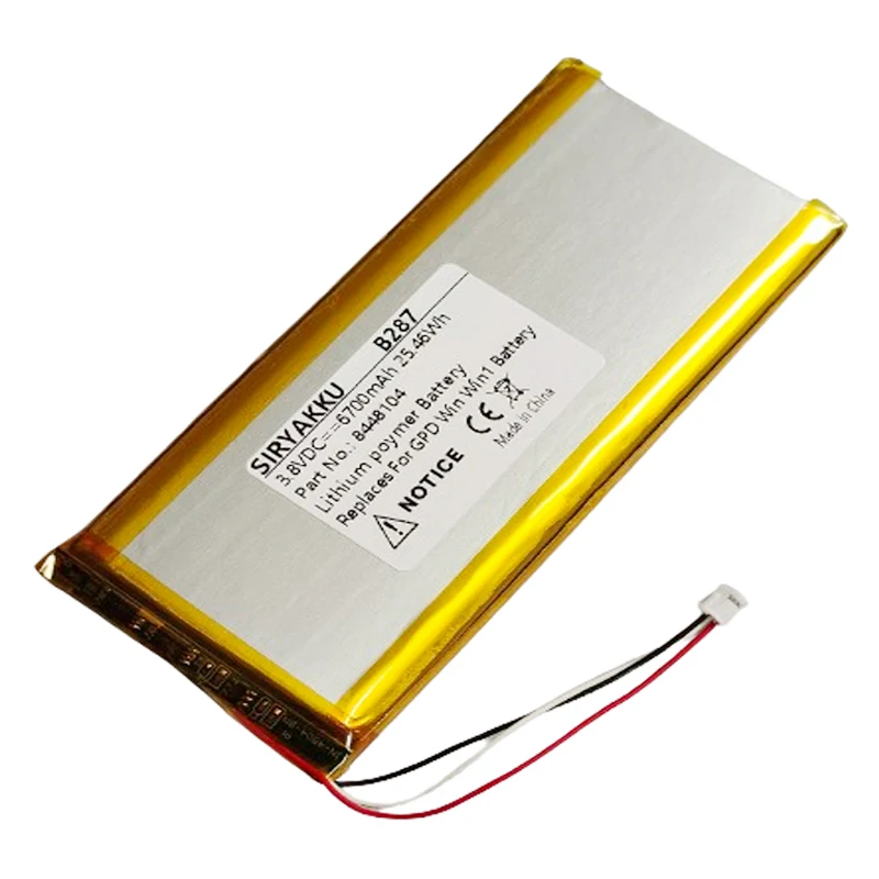 Baterai li-polimer 8448104 3.8V 6700mAh isi ulang untuk GPD win win1 untuk komputer Tablet GPD Win1 3-wire