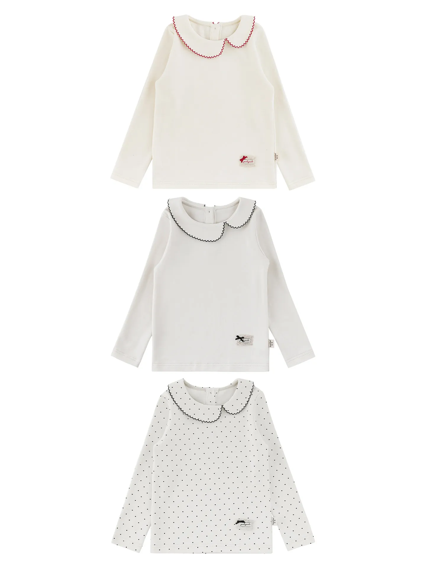 1. Girls Peter Pan Collar T Shirt Toddler Long Sleeve Undershirt Antibacterial Breathable Spring Autumn Kids Top 1-6 Years