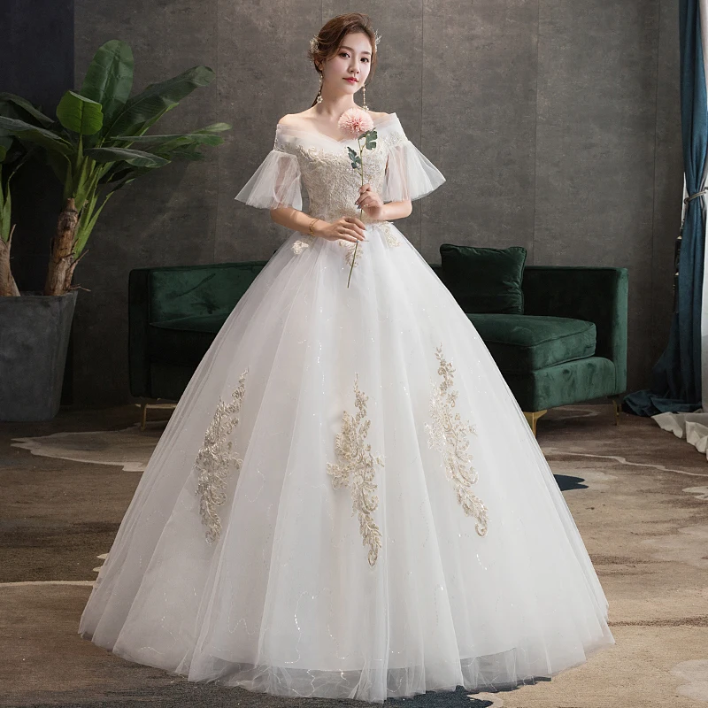 Vestido De Noiva Para Noiva, Vestidos De Princesa, Lace Up, Bordado, Plus Size, Vestidos De Casamento