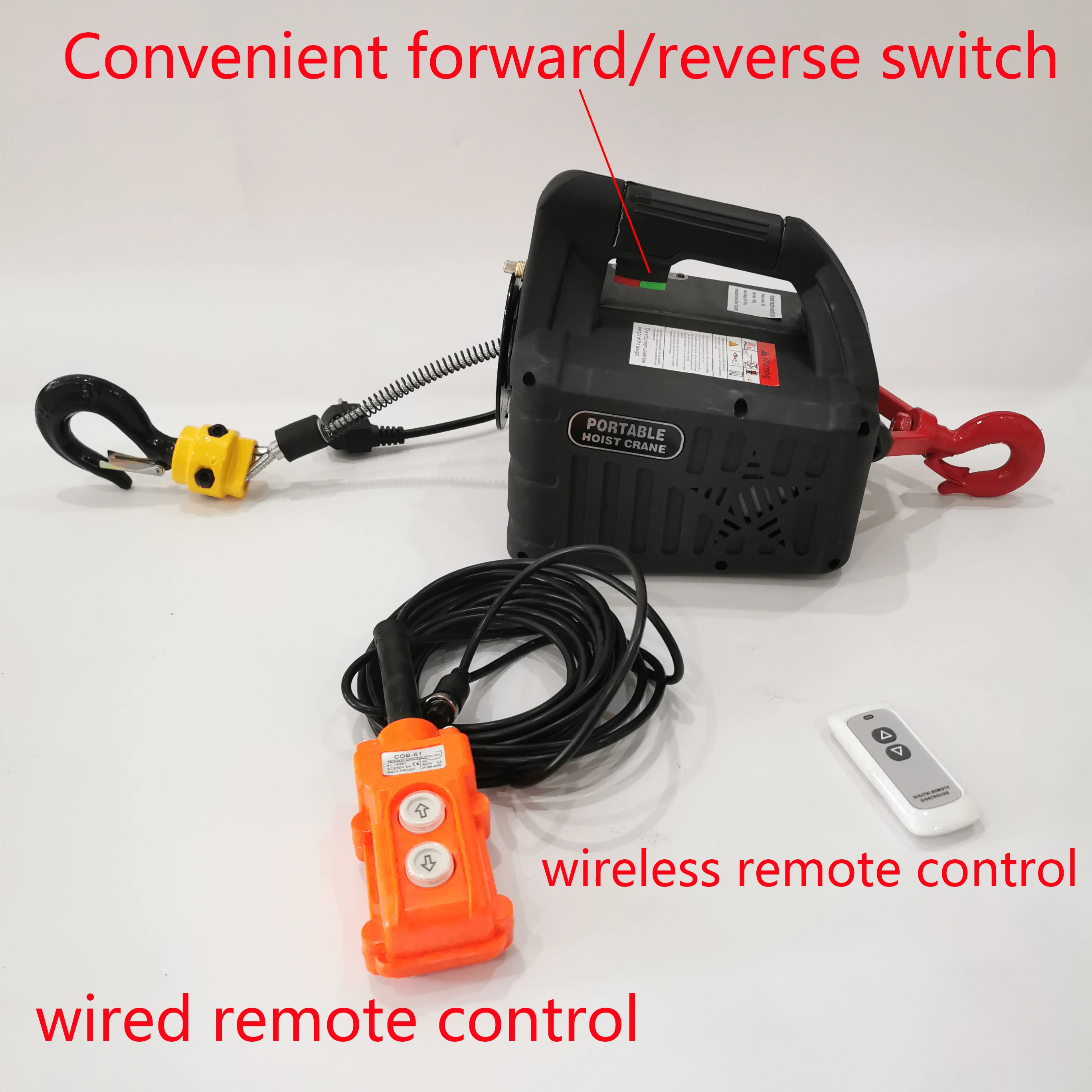 110V/220V Electric Winch Hoist 500kg 1100lbs Wireless Remote Portable Lifting Crane