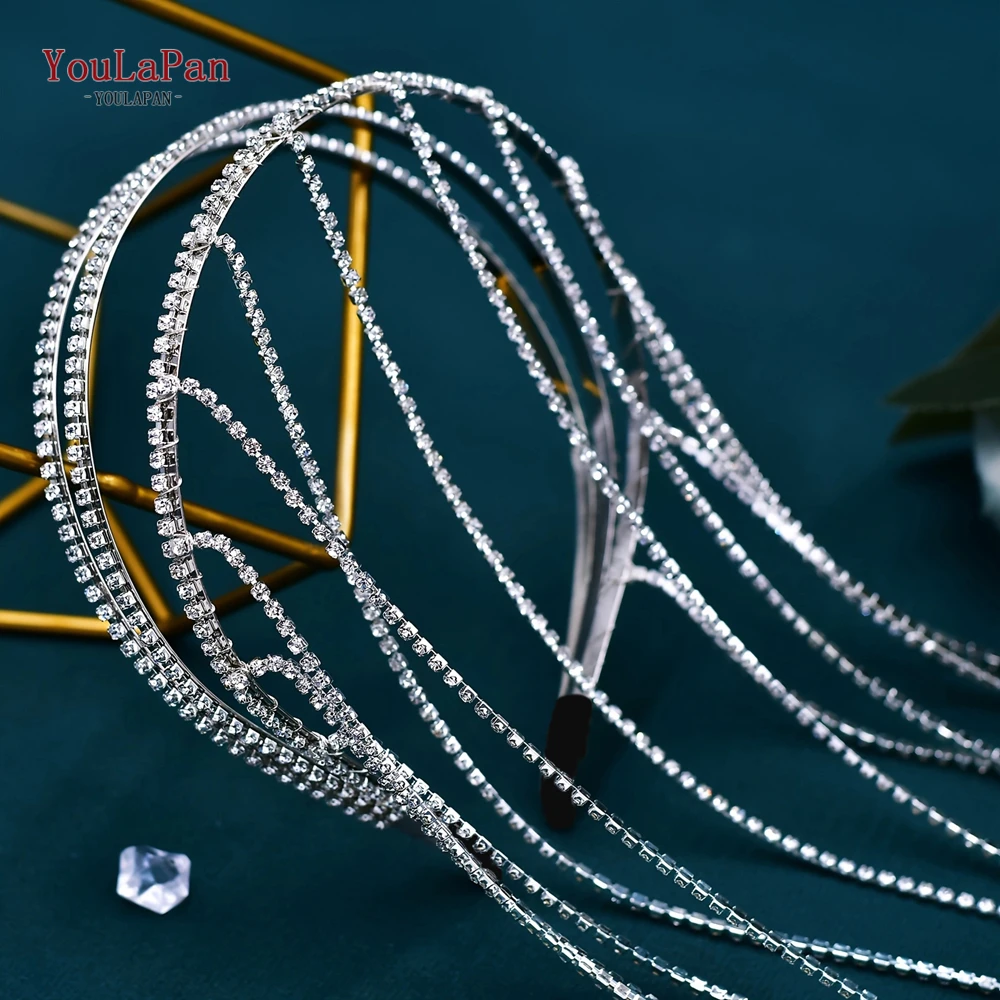 Youlapan strass corrente aros de cabelo acessórios de casamento nupcial longo cristal cabelo videira mulher festa headwear borlas hp612