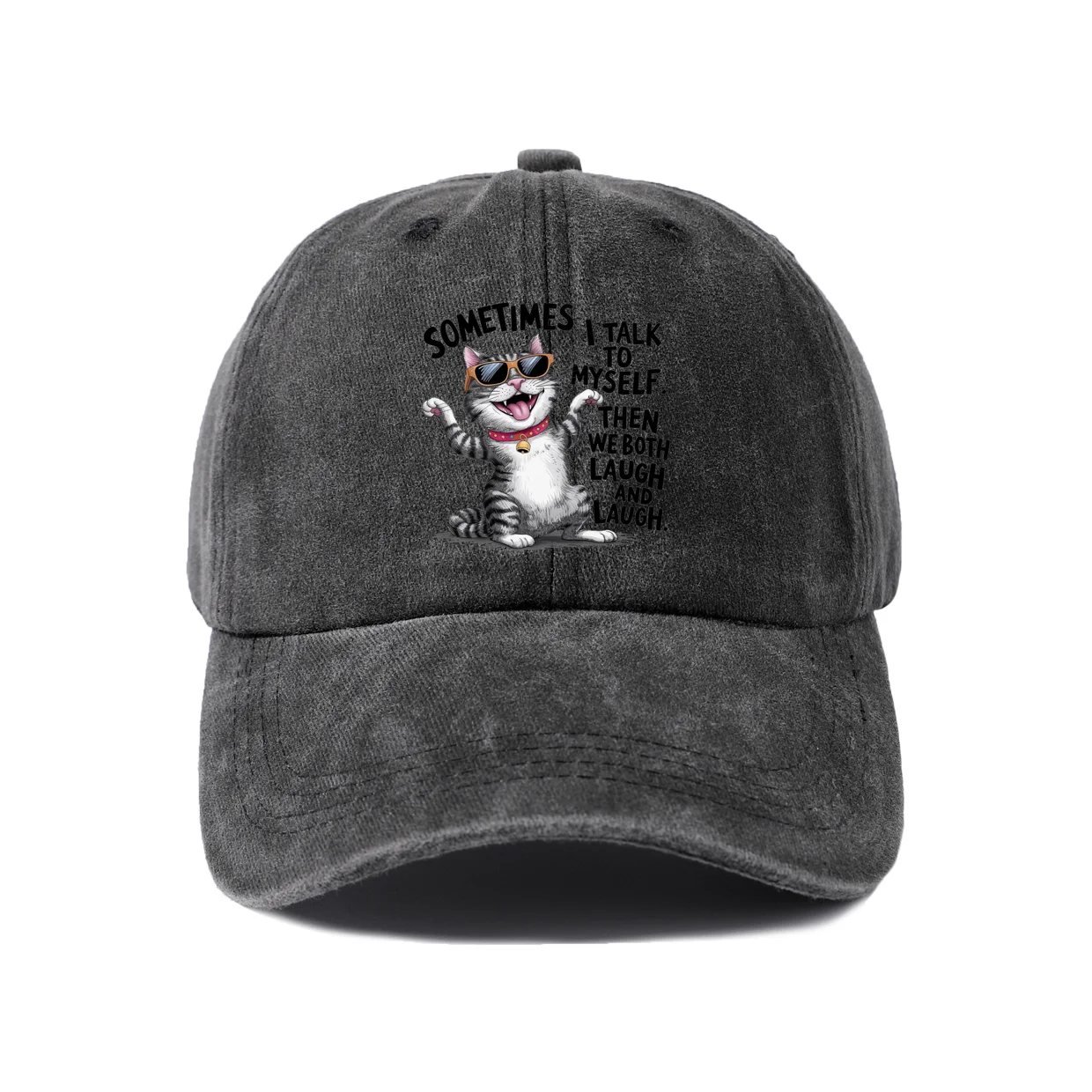 Sometimes Talk To Myself Then Baseball Cap, Vintage Washed Adjustable Unisex Dad Hat, Outdoor Gift