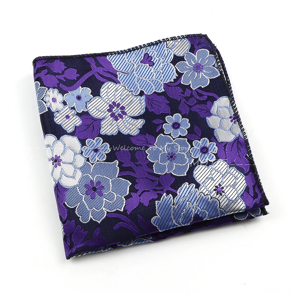 Pria elegan poliester Hanky indah Floral Fit Lover's Day Pocket Square sapu tangan harian kasual pakaian setelan gaun Aksesori