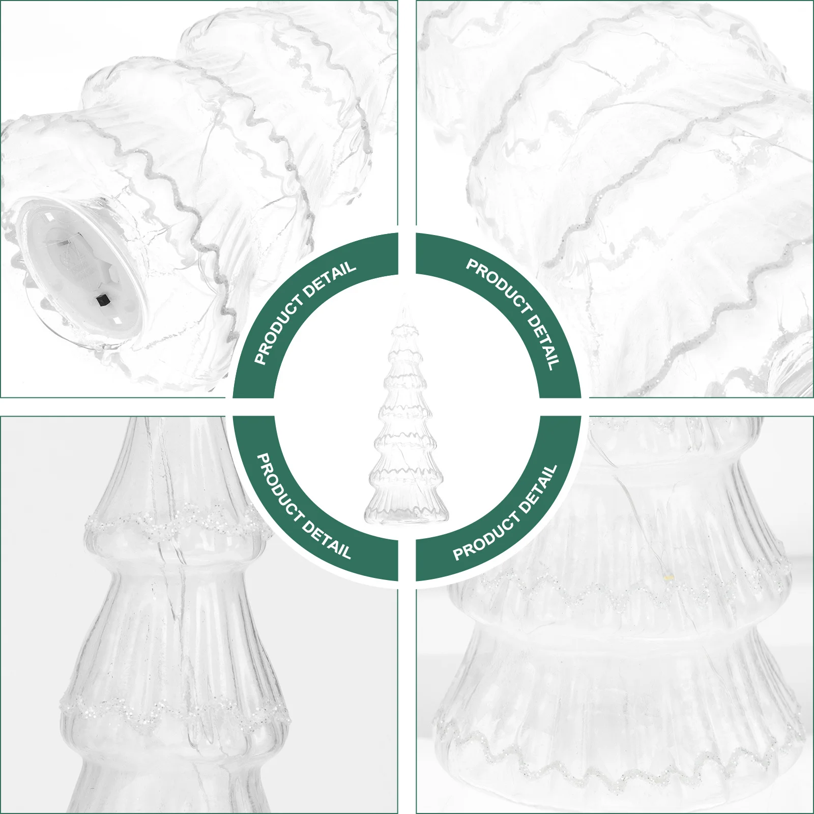 1 قطعة شجرة عيد الميلاد الزجاجية ضوء عيد الميلاد ديكور المنزل ليلة ضوء سطح المكتب زخرفة عيد الميلاد حفلة هدية اختيار منضدية الديكور #5