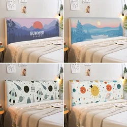 Cartoon Summer Sunset Universal All-inclusive Furniture Bed Head Cover Print Dust-Proof Bedroom Sofa Bed Headboard Slipcover