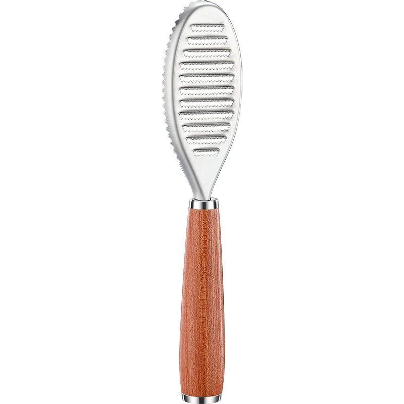 

LFGB Certification 304 Stainless Steel Fish Scraper 2 Side Serrations Scale Remove Tool Fish Scaler Kitchen Ginger Masher