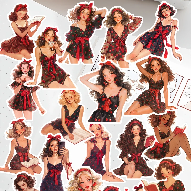 

20 шт., милые акварельные удобные летние модные наклейки для девочек, украшения в японском стиле, водонепроницаемые канцелярские принадлежности «сделай сам»