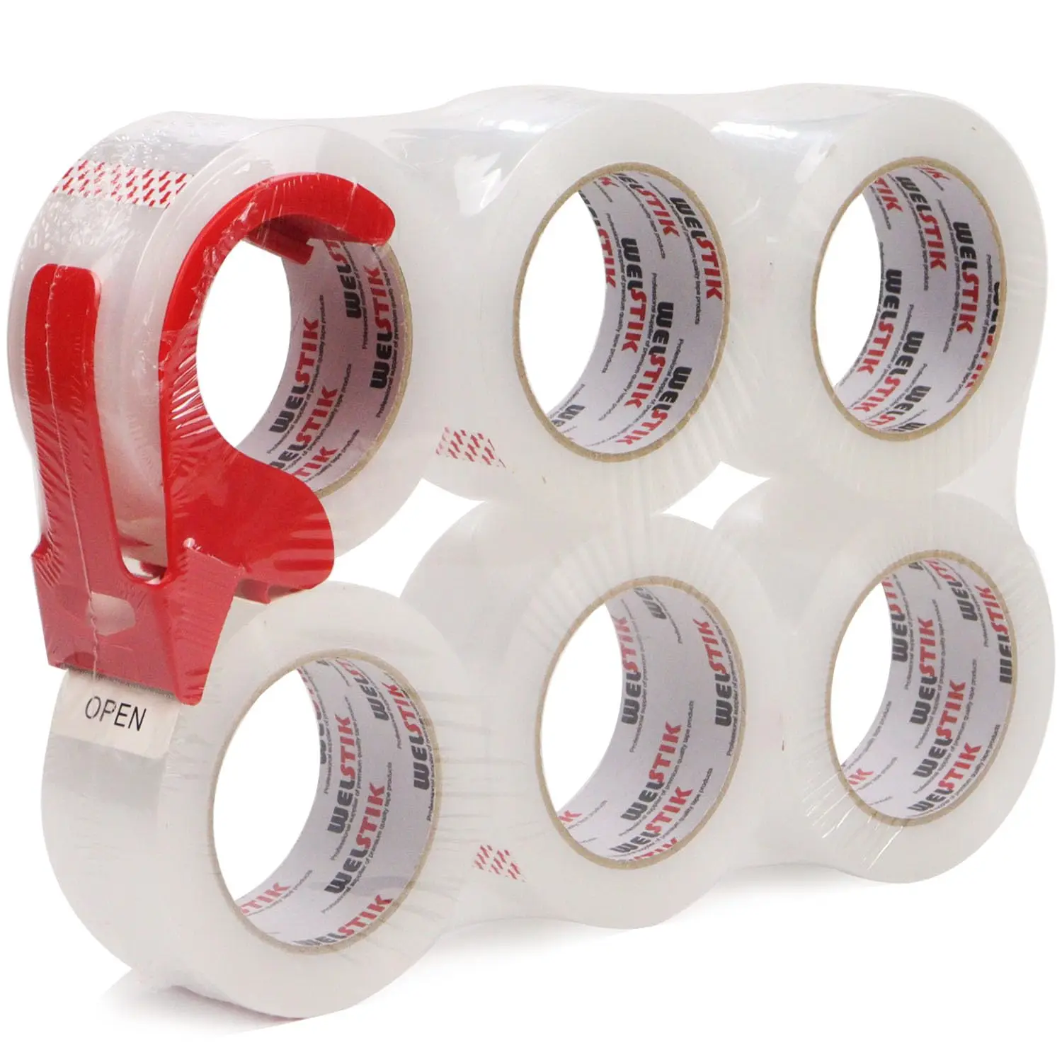 Packing Tape 660 Yards, 6 Pack 2 inch x 110 Yards Heavy Duty Clear Packaging Tape with Dispenser, Industrial Shipping Bo