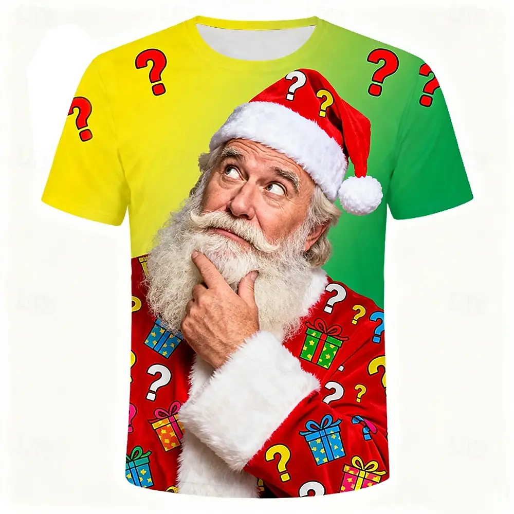 Футболка с забавным нарядом Санта Клауса, рождественская, короткий рукав