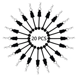 Réinitialisation en métal pour coque de carrosserie avec retenue en caoutchouc flexible, voiture RC, structure anti-perte, 1/16, 1/12, 1/10, 1/8, 20 pièces