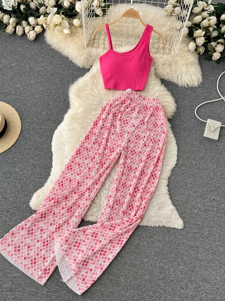 Ensemble deux pièces pour femmes, irrégulier, sexy, slim, élastique, haut court, jambes larges, long, trempé, vacances, plage, vêtements décontractés