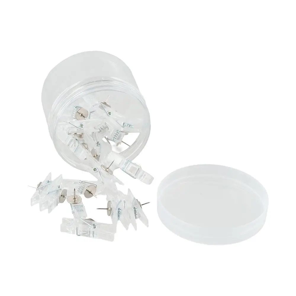 20 unids/caja Mini clavos de pulgar con Clip transparente, chinchetas transparentes portátiles duraderas, clavos de botón multifuncionales resistentes al desgaste