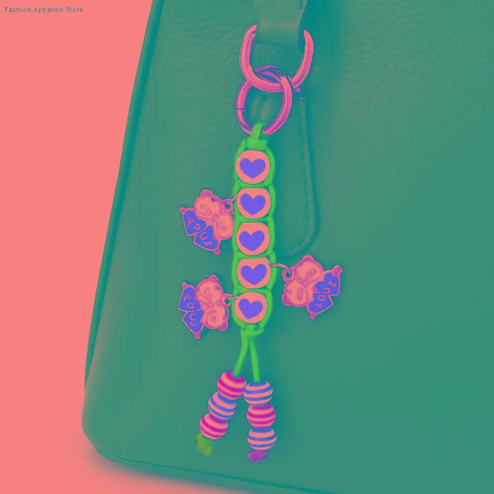 

Cute Bag Accessories Pendant DIY Korean Style Love Cherry Pendant Simple Fashion Accessories Colorful Rope Keychain Car Keyring