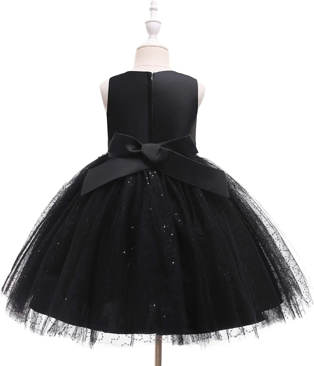Vestido retrô de flor para meninas, vestido infantil brilhante de chiffon com strass para ocasião formal, festa de aniversário, formatura de dança, vestido de comunhão