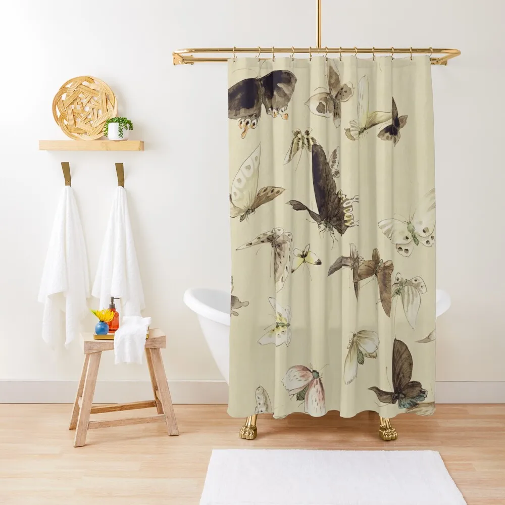 

Butterflies Pattern Shower Curtain Bathroom Shower Set Washable Waterproof Fabric Shower Bathroom Curtain