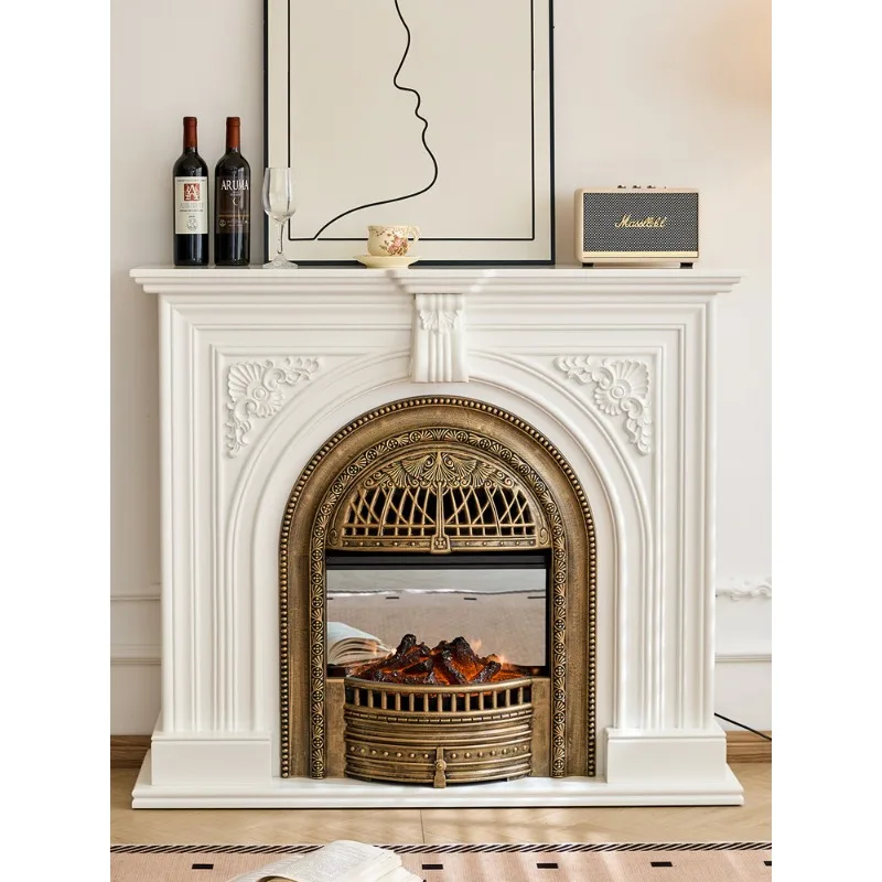 

French retro fireplace cabinet, simulated fire fireplace decorative cabinet