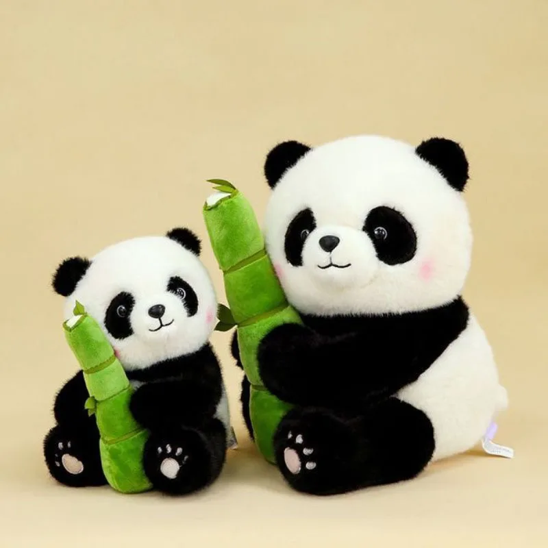 Juego de Peluches de Panda, Muñeco de Peluche Suave con Tronco de Bambú, Figura de Panda Kawaii, Decoración del Hogar, Regalo para Niños y Familia