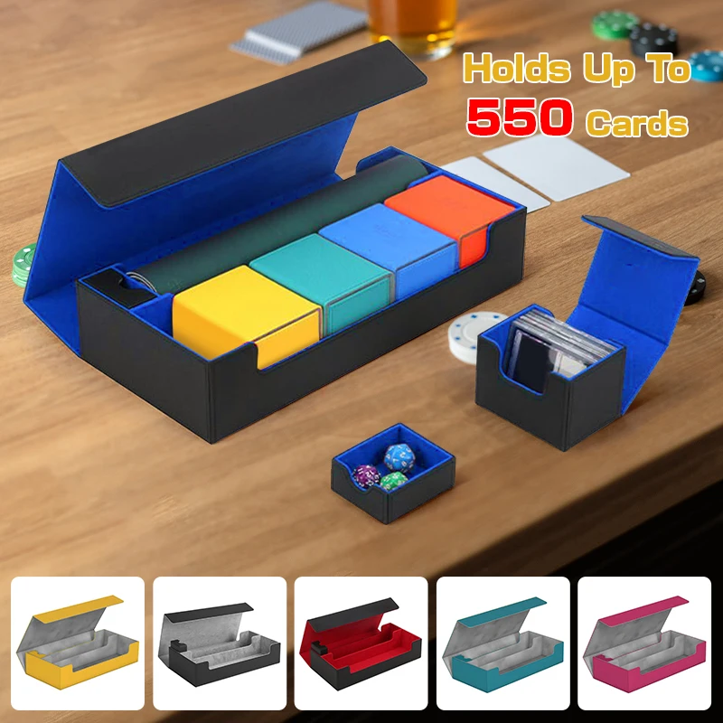 

Trading Card Deck Box Holder Large with Dividers Card Deck Case MTG Card Organizer Storage Tins Holds up to 550+ gaming cards