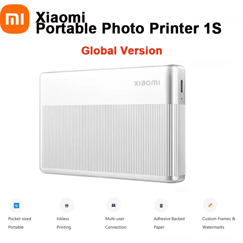 Xiaomi Pocket Photo Printer 1s Беспроводной Bluetooth Термопечать Технология ZINK без чернил Портативная фотопечать