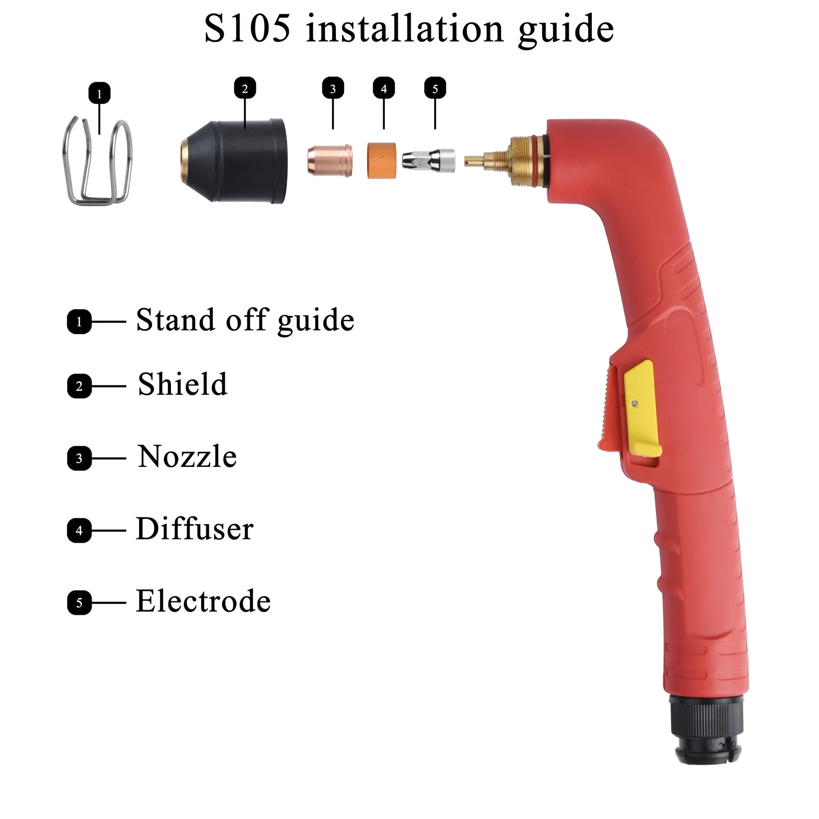 20Pcs S105 Electrode PR0117 Nozzle Tip PD0119 1.2mm / 1.4mm Fit Plasma Cutter Torch Consumables PKG/20