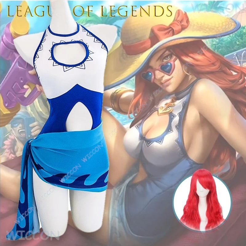 

Lol Miss Fortune Pool Party Косплей Купальник LOL Games Костюм Летний пляж Сексуальное бикини Хэллоуин