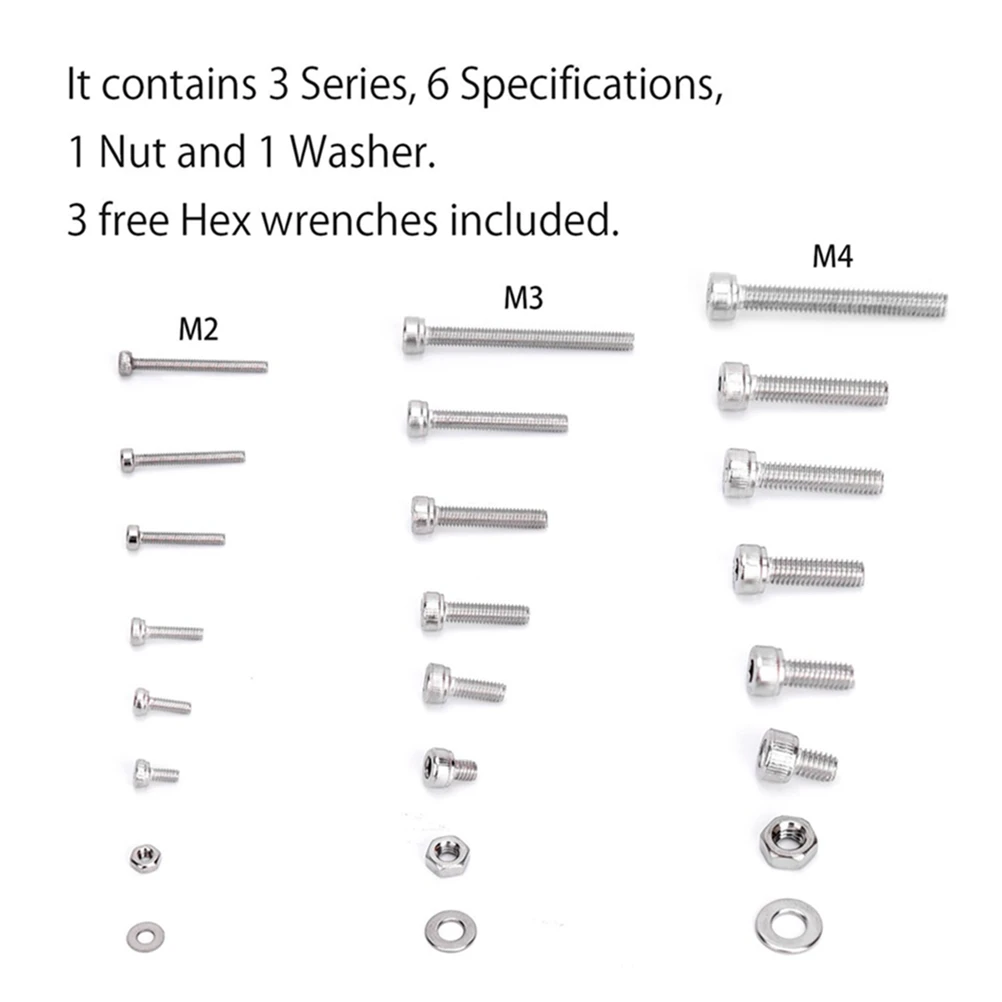 

1080pcs 304 Stainless Steel Screw Nut Washer Set Socket Head Screws Assortment Kit Storage Box Heat Resistant Rustproof Hardware