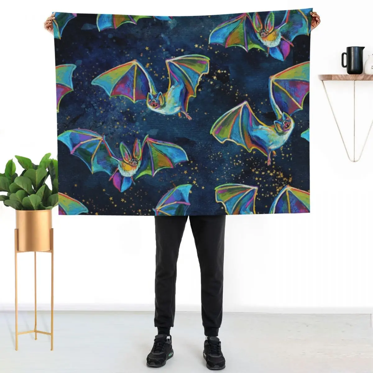 BIG GOTHIC BATS N' STARS Throw Blanket Cozy Throw Blanket Birthday Gift for Him Her
