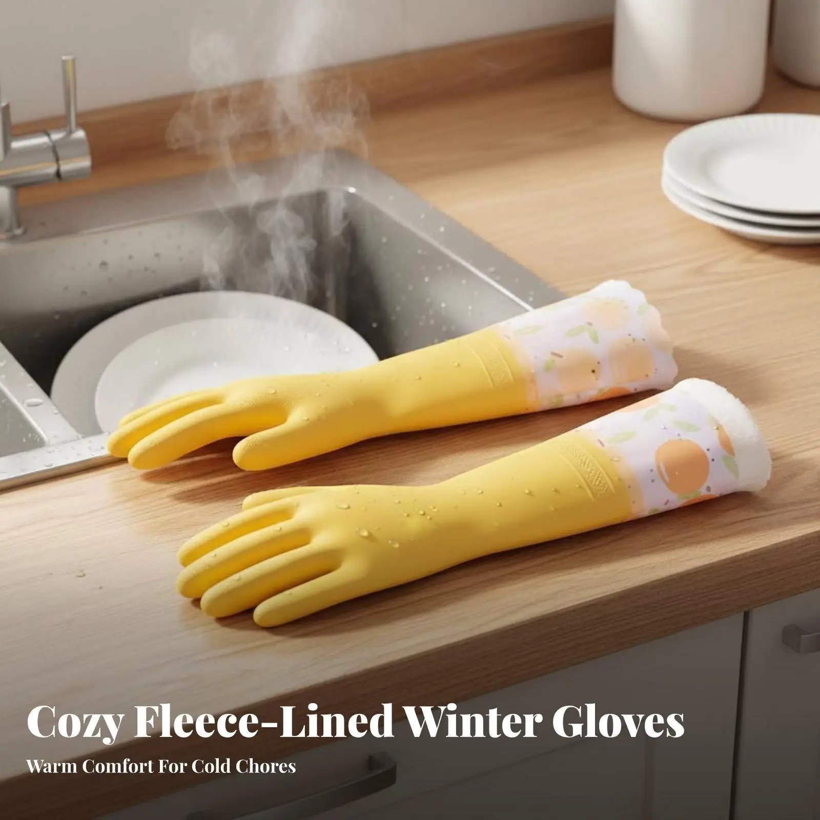 Dishwashing Gloves for Women Men Kitchen Cleaning Latex Rubber Gloves Waterproof Oil Proof Long Cuff Non Slip Grip for Dishes