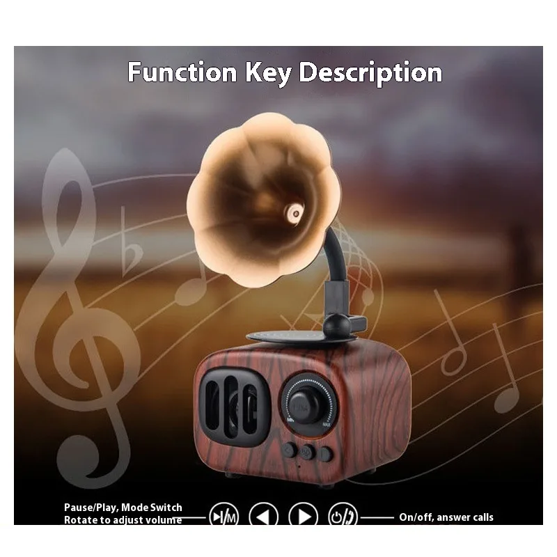 

Retro Bluetooth Audio European Style Big Speaker Wood Grain Radio CD Player Birthday Gift Easter Boy Girl Friend