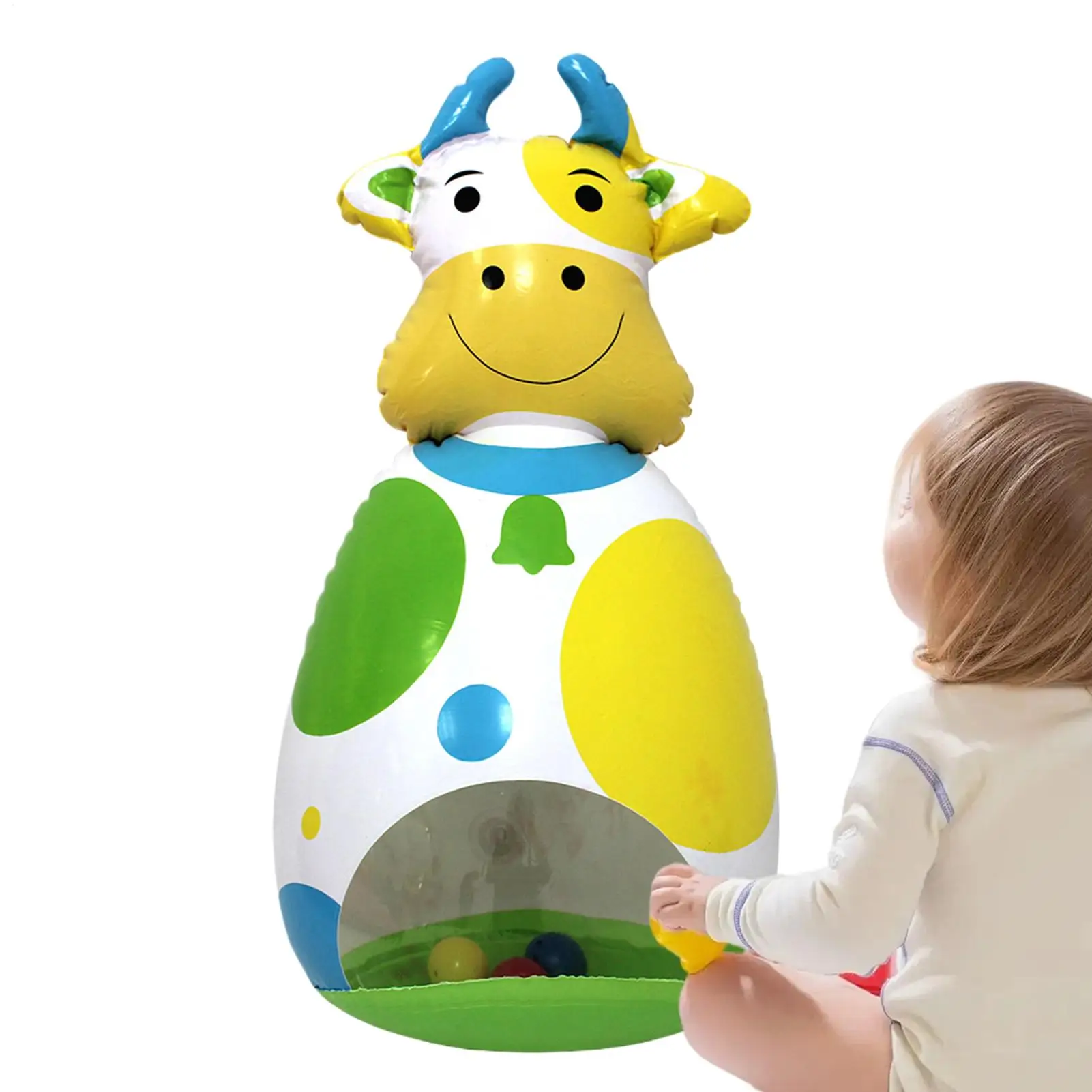 Inflatable Farm Animals 3D Wobble Animal Toy Inflatable Cow Doll Children's Interactive Game For Desk Holiday Classroom Bedroom