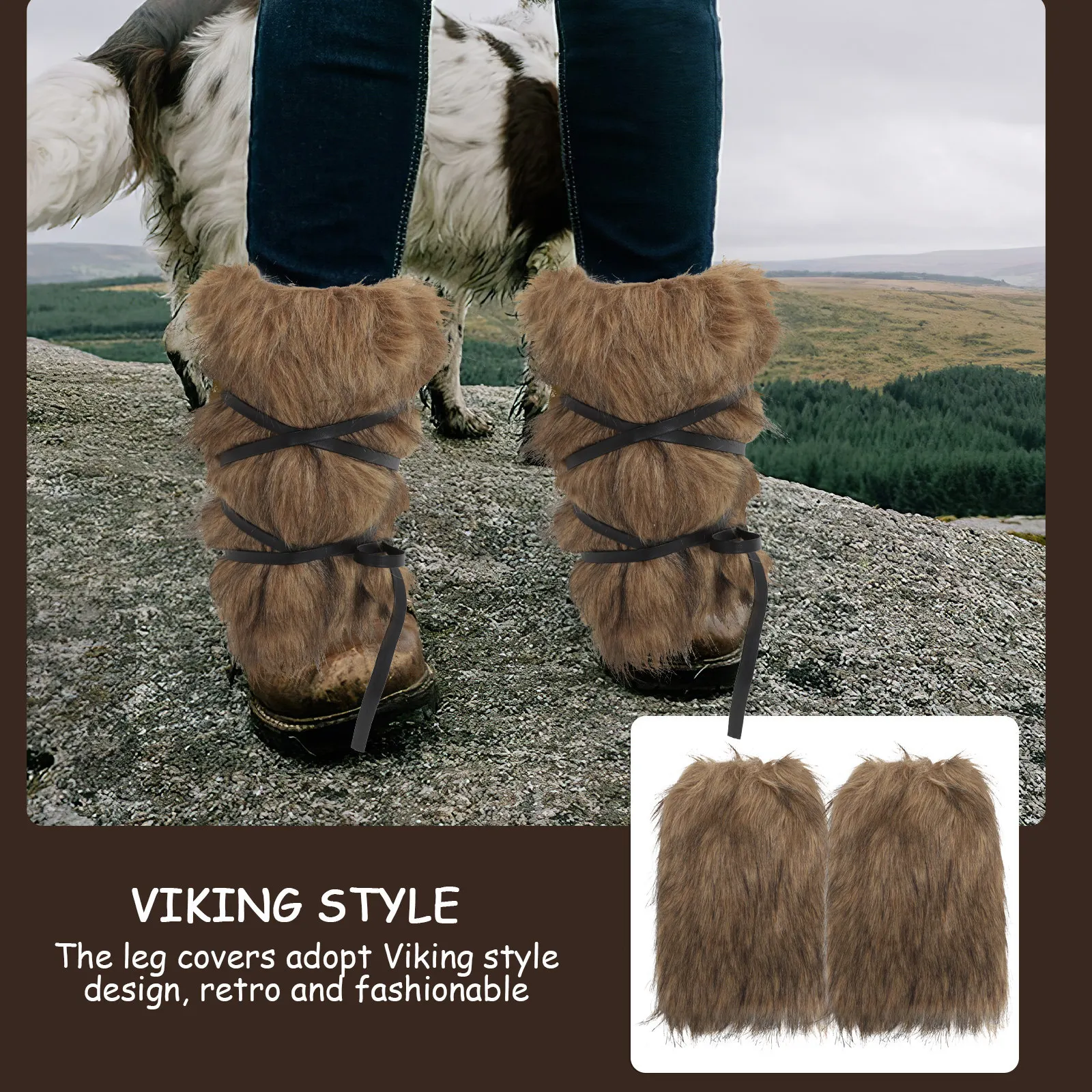 1Set Viking Cosplay Boot Covers Faux Wrist Cuffs Leg Warmers Medieval Arm Wraps Halloween Costume Accessories Viking Cosplay