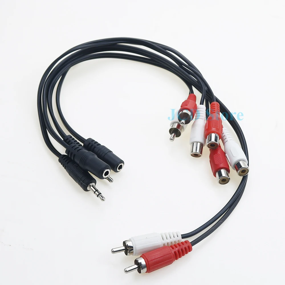 1Pcs 3  pole 3.5mm male female Jack Plug To 2RCA  male female Adapter  Audio video AV Cable Wire Cord