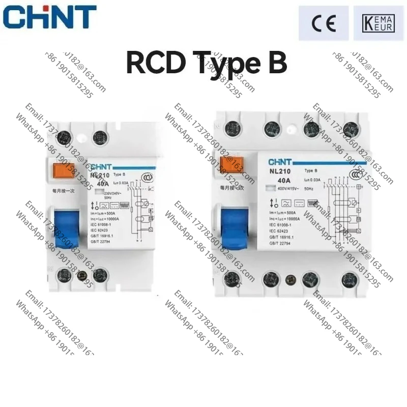 

CHINT-Interruptoreléctrico NL210, protección corriente Residual tipo B, RCCB, 3P + N, 4P, 2P, 1P + N, 63A, 40A, 25A, 30mA