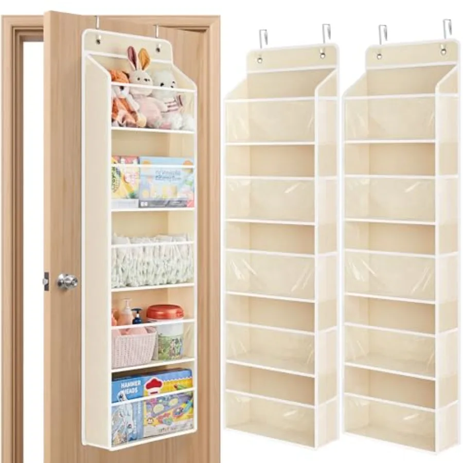 

Toy Stuffed Animal Storage, Over The Door Organizer W/Clear View Windows, 44lb Load, Baby Toy Storage Organizer for Nursery, Ki