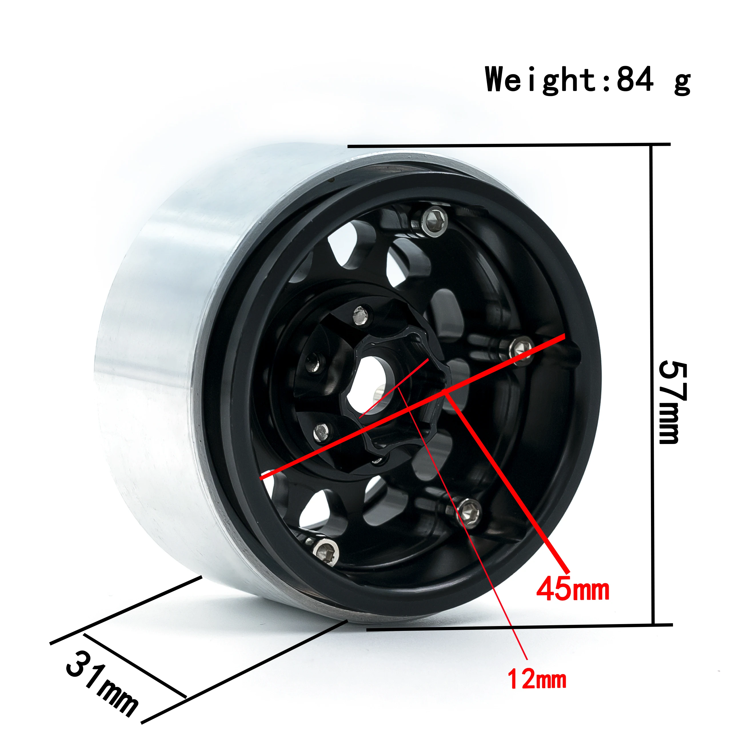 RS RC 4 pz 1.9 pneumatici ruota e metallo Beadlock 12 raggi cerchione per 1/10 RC Rock Crawler Axial SCX10 90046 TRX-4