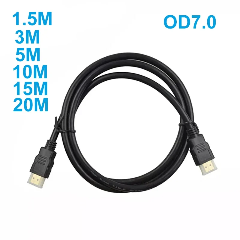 1.5M 2M 5M 10M 15M 20M 3D HD 4K Cable HDMI-Compatible Cable OD7.0 Gold Plated Male To Male 1.4 Version Flat Cable For TV