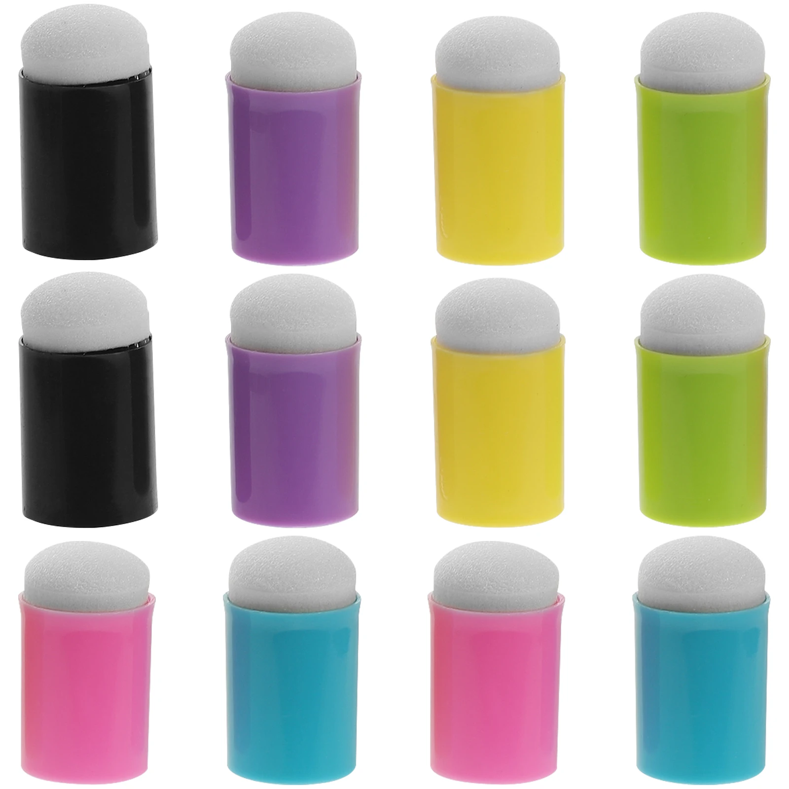 

12 Pcs Finger Painting Sponge Daubers Craft Tools Kids Supplies Reusable Easy Wash Plastic Handle Blending Stenciling Wooden
